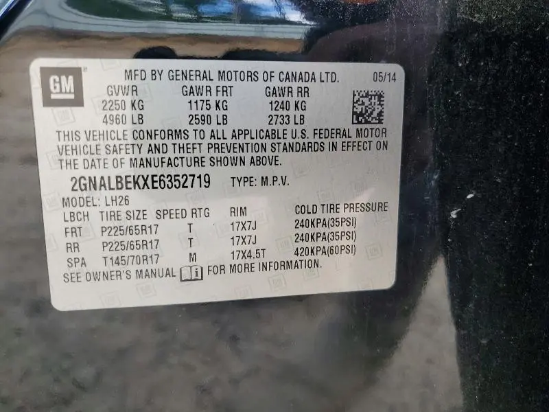 2014 CHEVROLET EQUINOX LT  