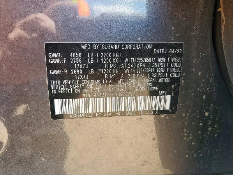 2022 SUBARU OUTBACK PREMIUM  
