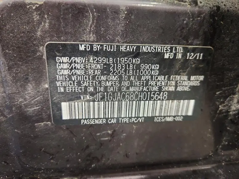 2012 SUBARU IMPREZA PREMIUM  