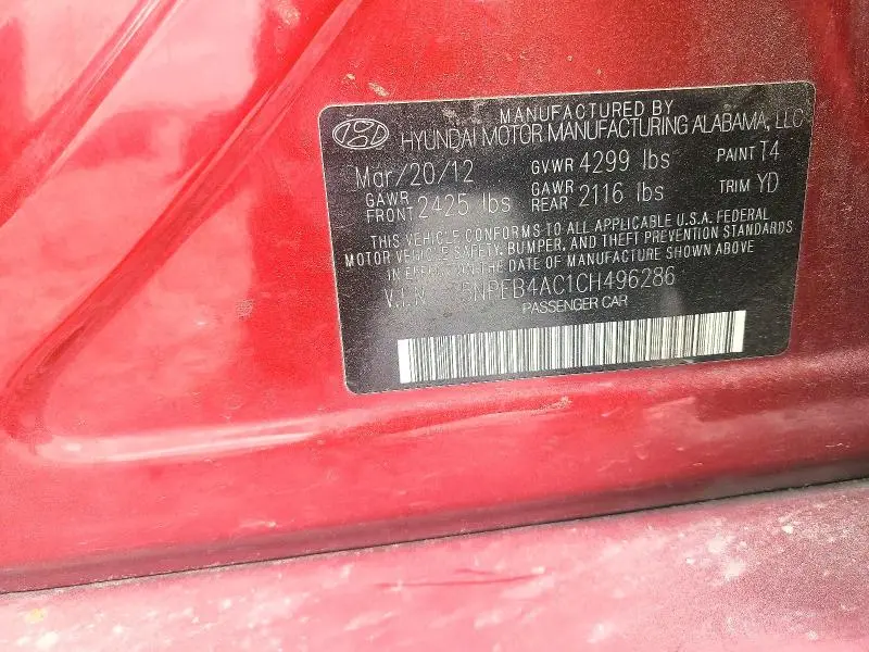 2012 HYUNDAI SONATA GLS  