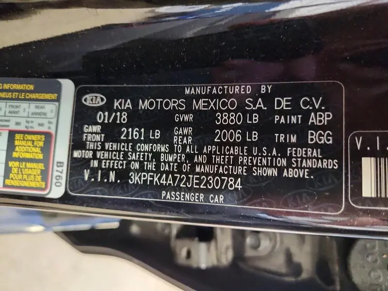 2018 KIA FORTE LX  