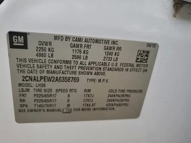 2010 CHEVROLET EQUINOX LT  