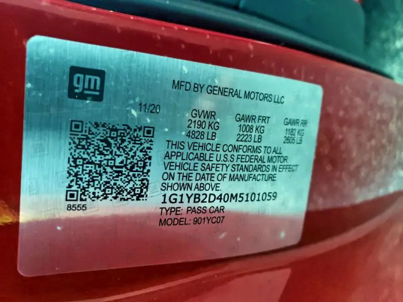 2021 CHEVROLET CORVETTE STINGRAY 2LT  