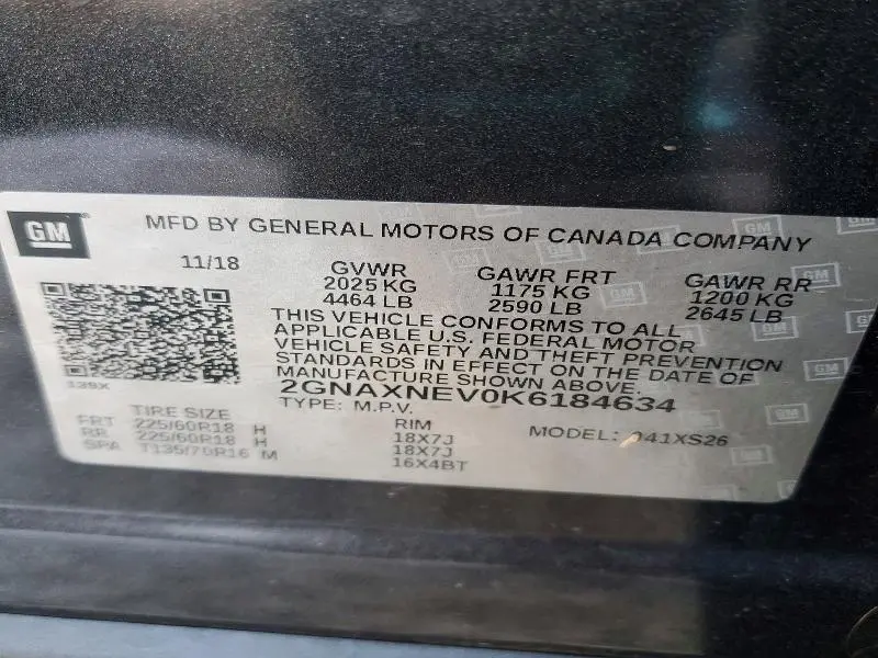 2019 CHEVROLET EQUINOX PREMIER  