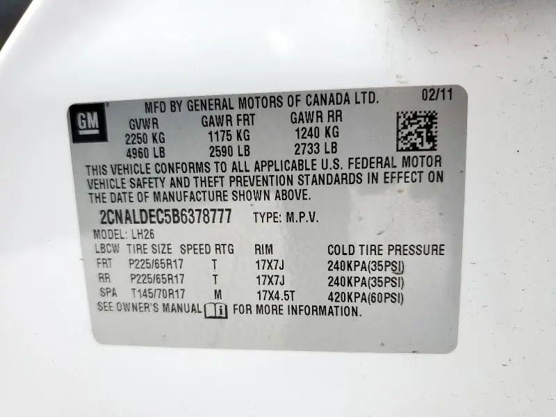 2011 CHEVROLET EQUINOX LT  