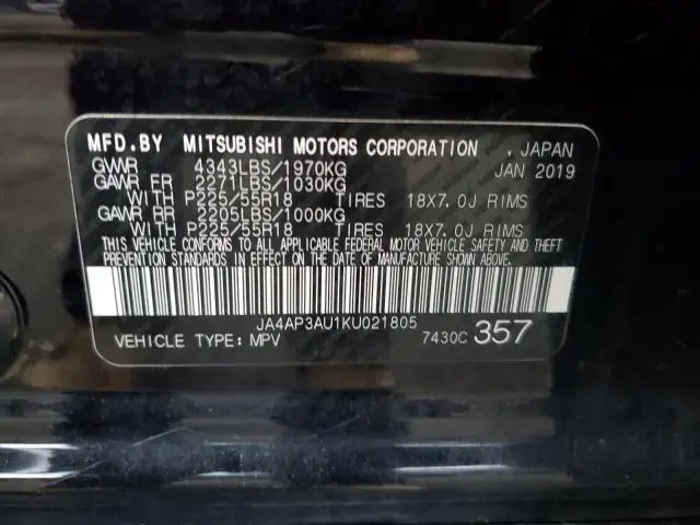 2019 MITSUBISHI OUTLANDER SPORT ES  