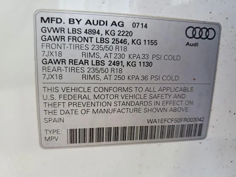2015 AUDI Q3 PREMIUM PLUS  