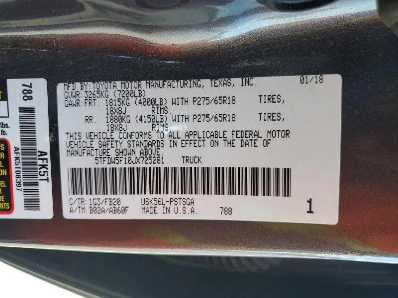 2018 TOYOTA TUNDRA CREWMAX SR5  