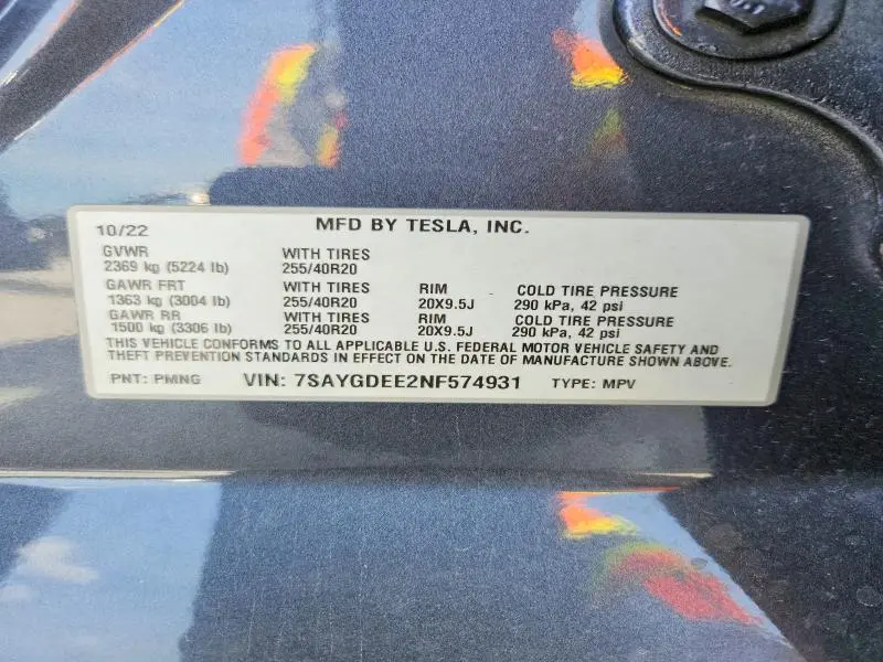 2022 TESLA MODEL Y   