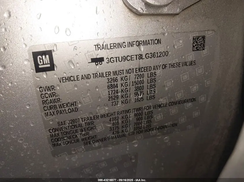 2020 GMC SIERRA 1500 4WD  SHORT BOX ELEVATION