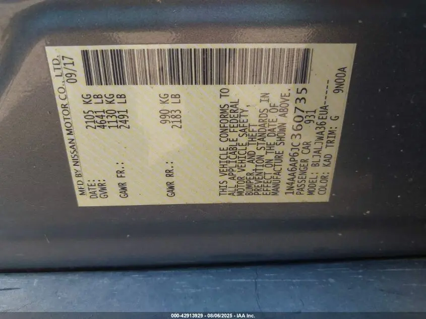 2018 NISSAN MAXIMA 3.5 SV