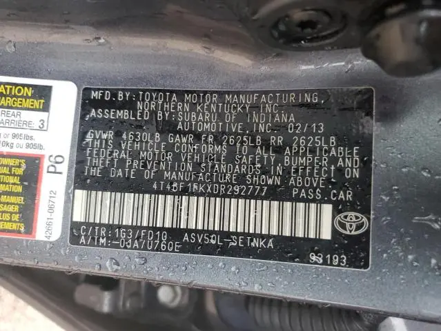 2013 TOYOTA CAMRY L  