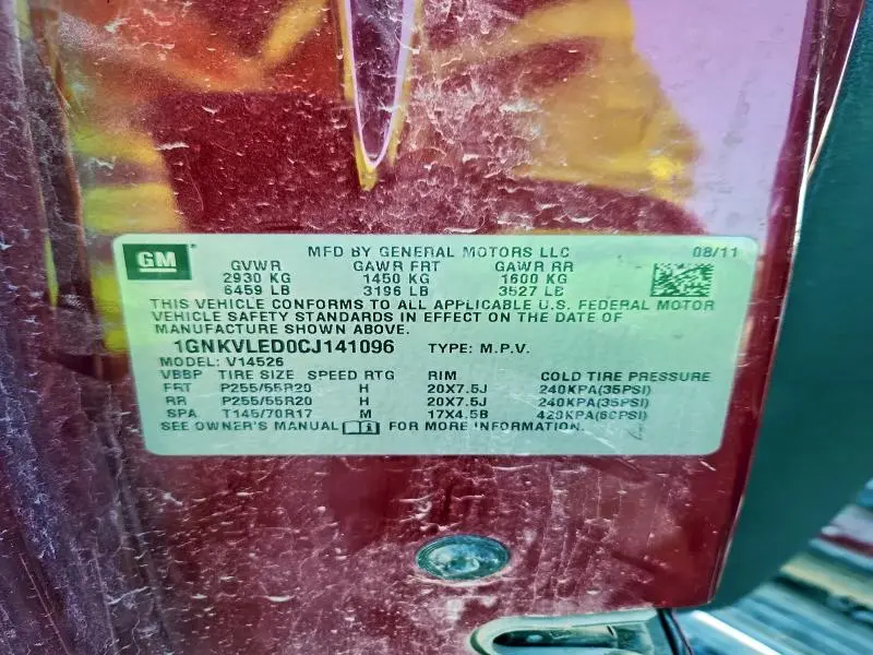 2012 CHEVROLET TRAVERSE LTZ  