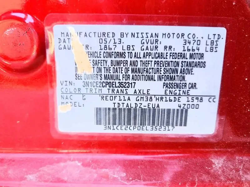 2014 NISSAN VERSA NOTE SV  