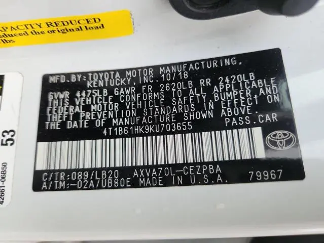 2019 TOYOTA CAMRY XSE  