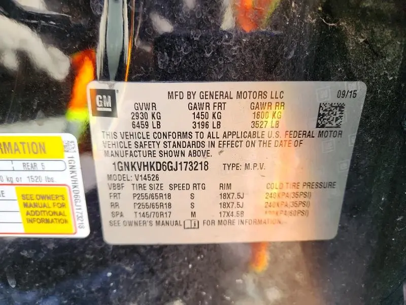 2016 CHEVROLET TRAVERSE LT  