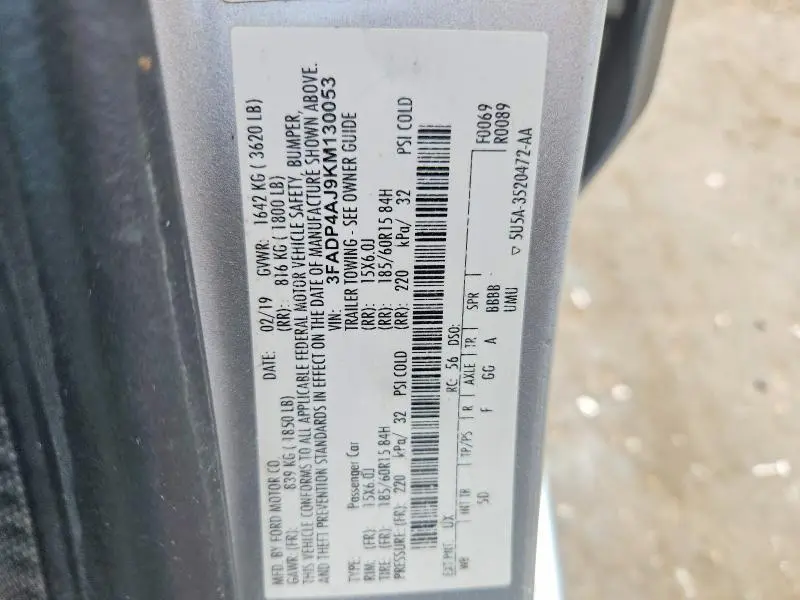 2019 FORD FIESTA S  
