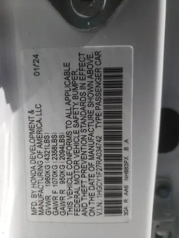 2024 HONDA ACCORD LX
