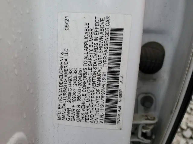 2021 HONDA ACCORD TOURING HYBRID  