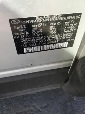 2019 HYUNDAI SANTA FE LIMITED  