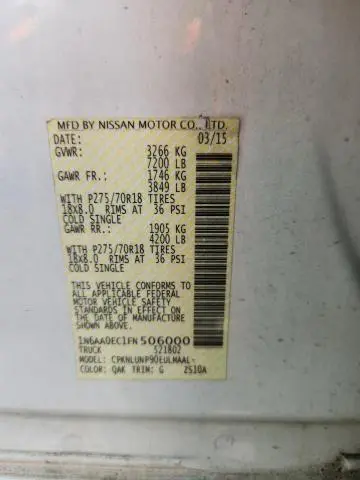 2015 NISSAN TITAN S  