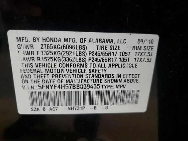 2011 HONDA PILOT EXL  