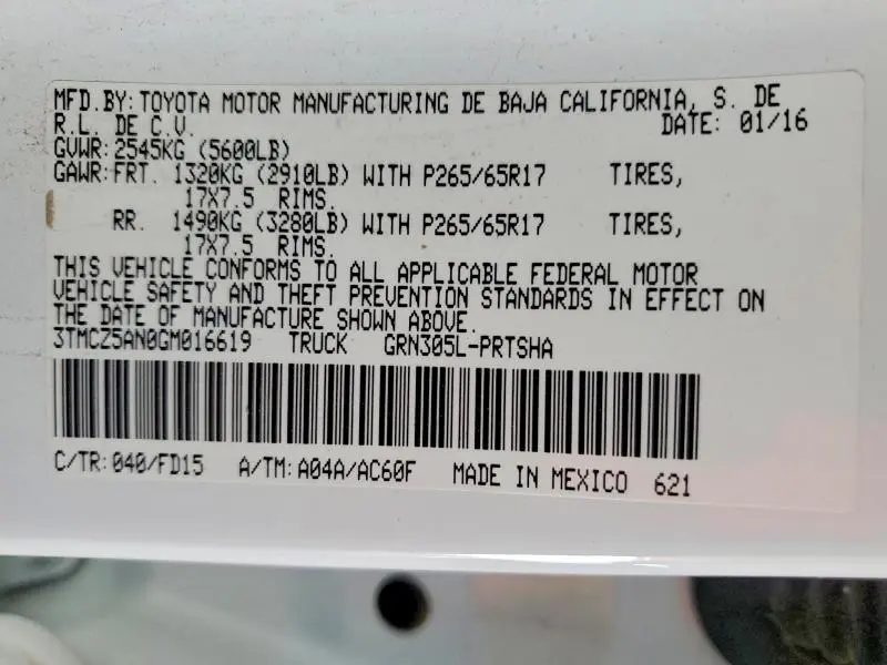 2016 TOYOTA TACOMA TRD SPORT  