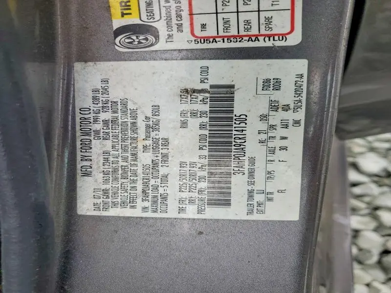 2012 FORD FUSION   