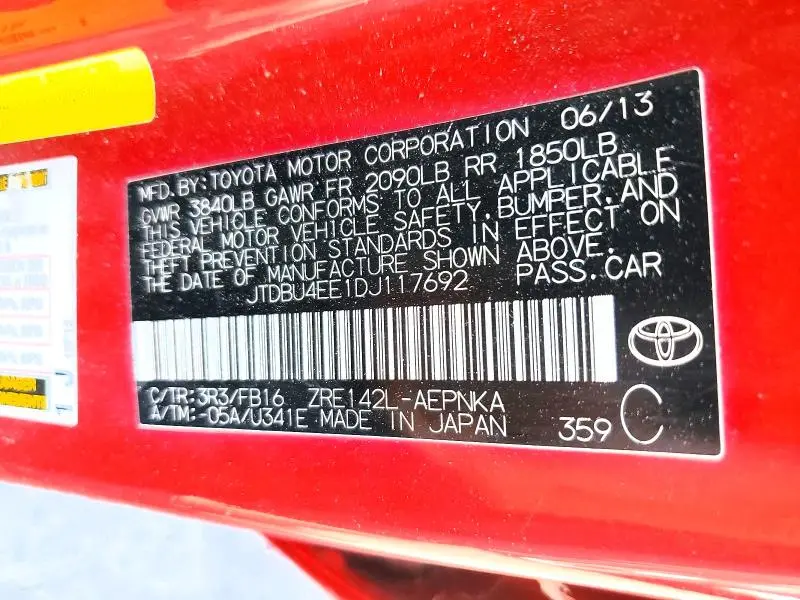 2013 TOYOTA COROLLA BASE  