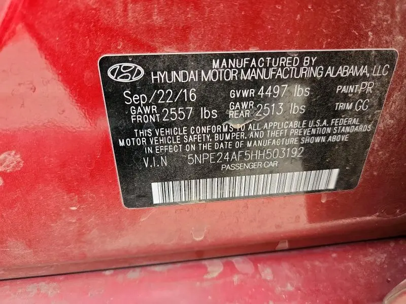 2017 HYUNDAI SONATA SE  