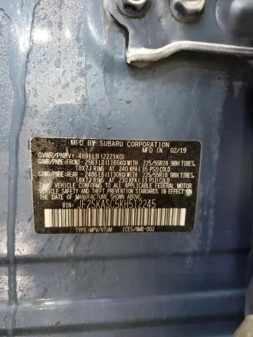 2019 SUBARU FORESTER LIMITED  