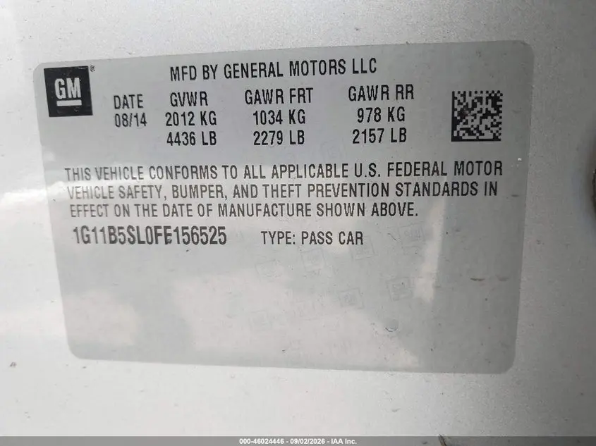 2015 CHEVROLET MALIBU LS