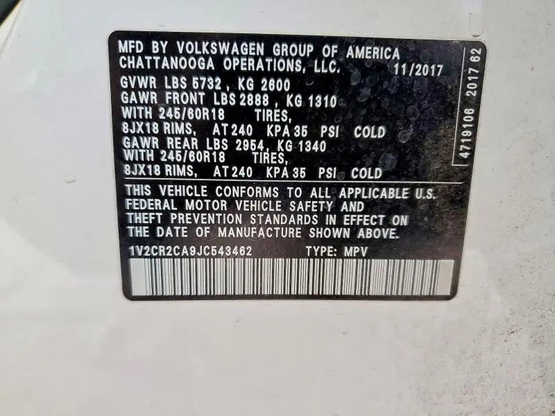 2018 VOLKSWAGEN ATLAS SE  