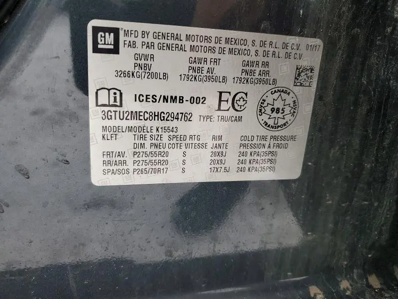 2017 GMC SIERRA K1500 SLE  