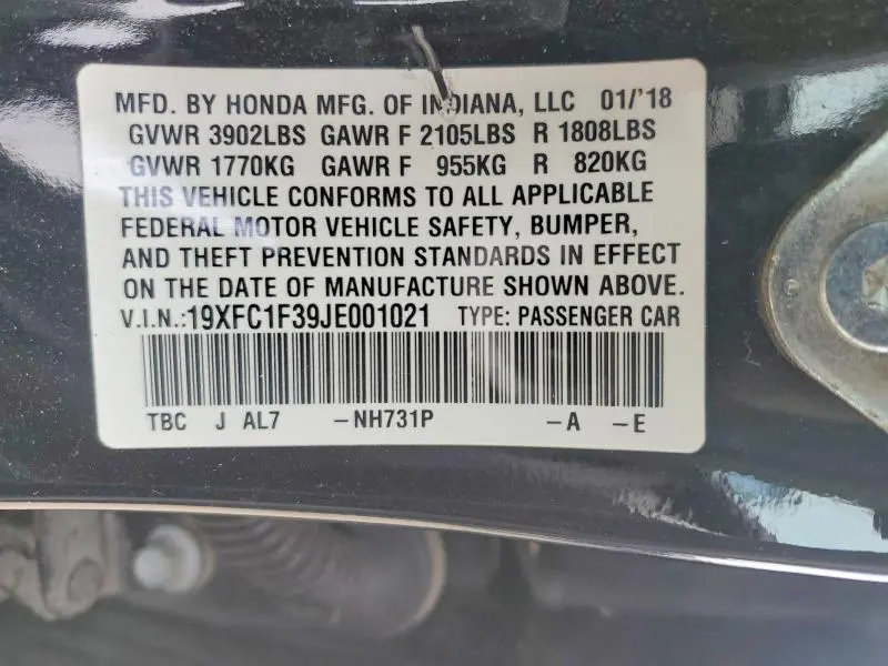2018 HONDA CIVIC EX  