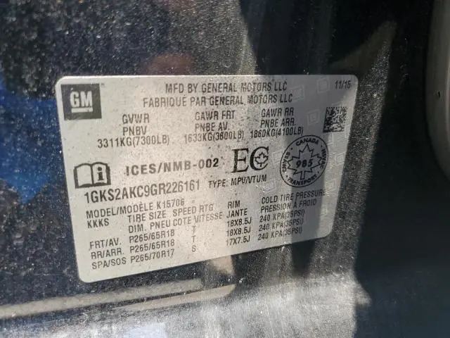 2016 GMC YUKON SLE  