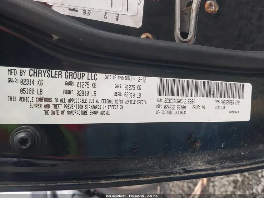 2012 CHRYSLER 300 LIMITED