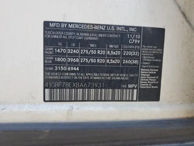 2011 MERCEDES-BENZ GL 450 4MATIC  