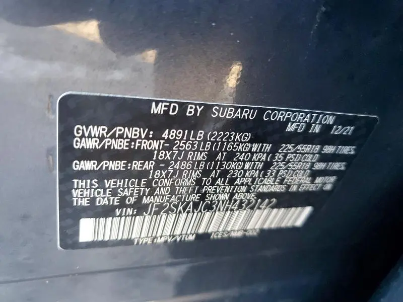 2022 SUBARU FORESTER SPORT  