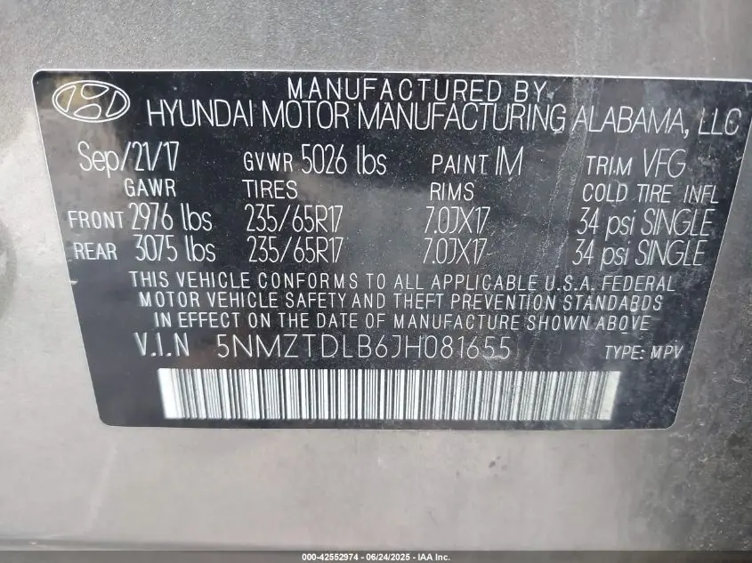 2018 HYUNDAI SANTA FE SPORT 2.4L