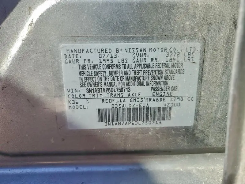 2013 NISSAN SENTRA S  