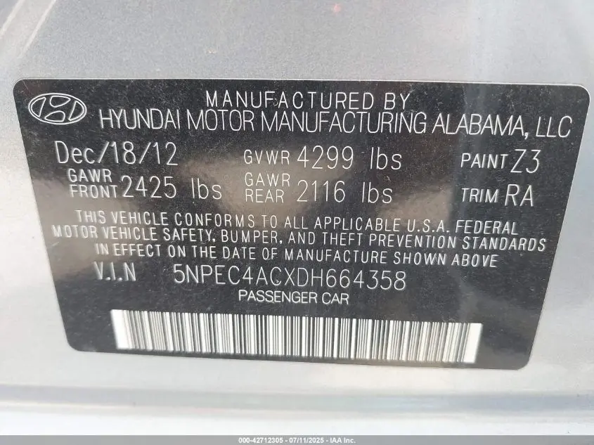 2013 HYUNDAI SONATA LIMITED