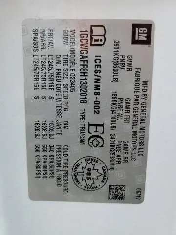 2017 CHEVROLET EXPRESS G2500   