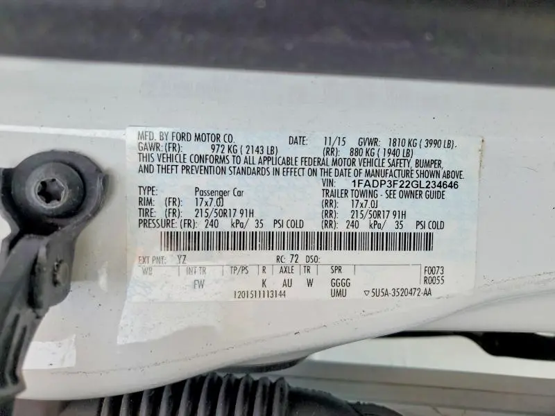 2016 FORD FOCUS SE  