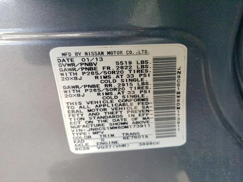 2013 INFINITI FX37 BASE  