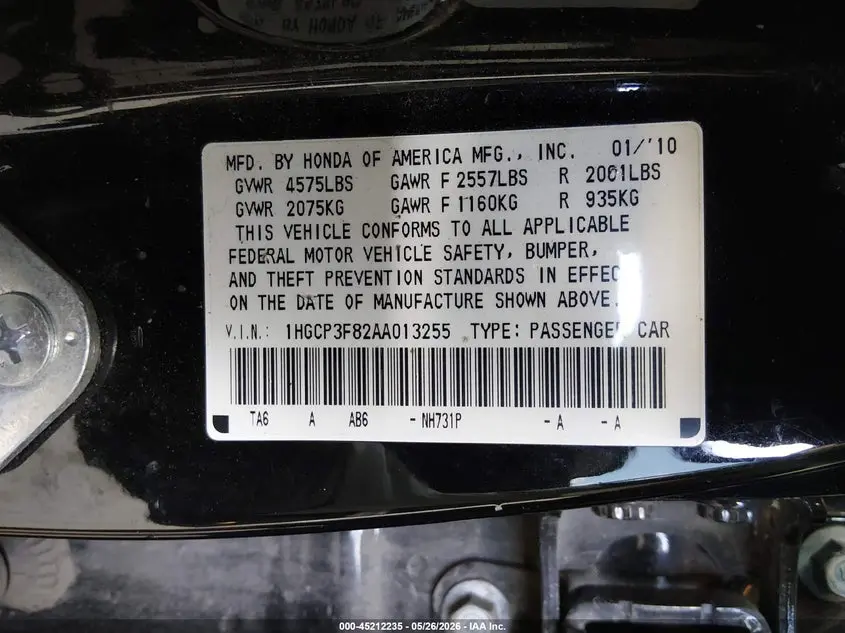 2010 HONDA ACCORD 3.5 EX-L