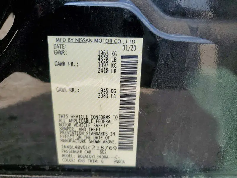 2020 NISSAN ALTIMA 2.5 S  