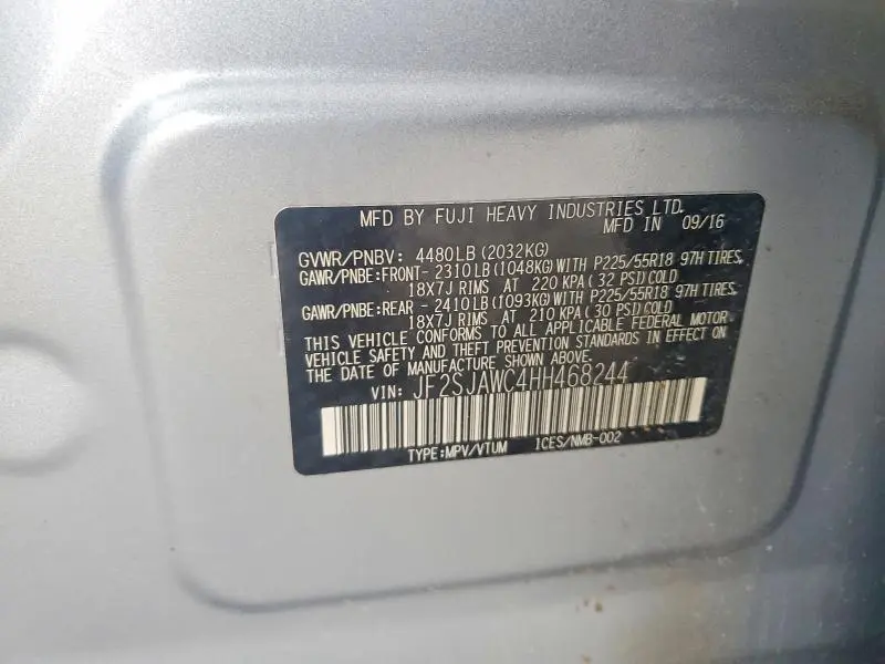 2017 SUBARU FORESTER 2.5I TOURING  