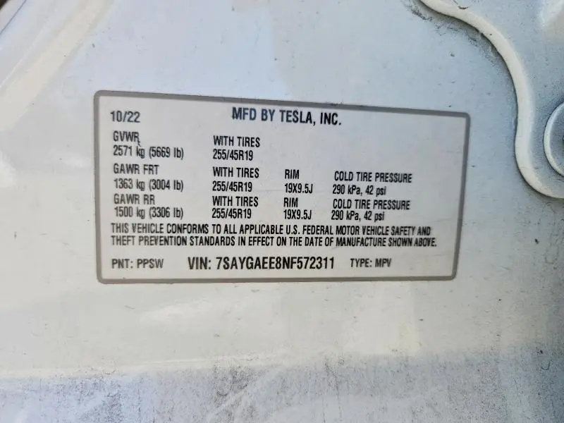 2022 TESLA MODEL Y   