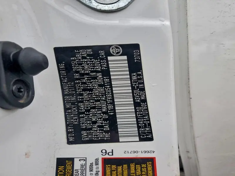 2012 TOYOTA CAMRY BASE  